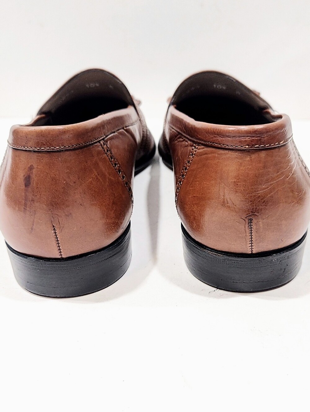 Bally Romolo Wingtip Tassel Loafers Men 10.5 D Tan Brown Leather Italy Shoes - Picture 6 of 11